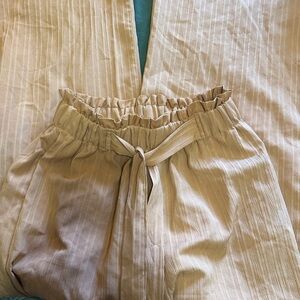 Orange Striped Pants with Tie Waist